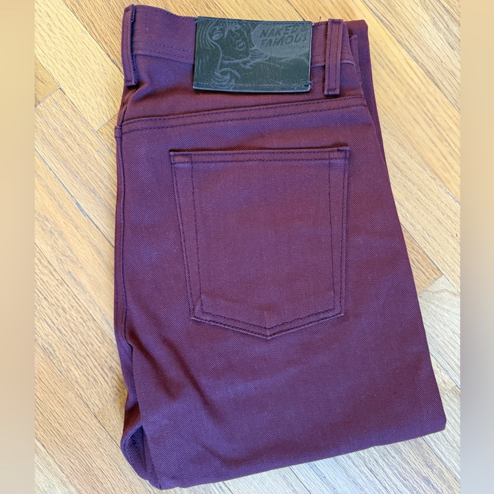 Naked & Famous Pomegranate Selvedge 14oz Weird Guy NWOT